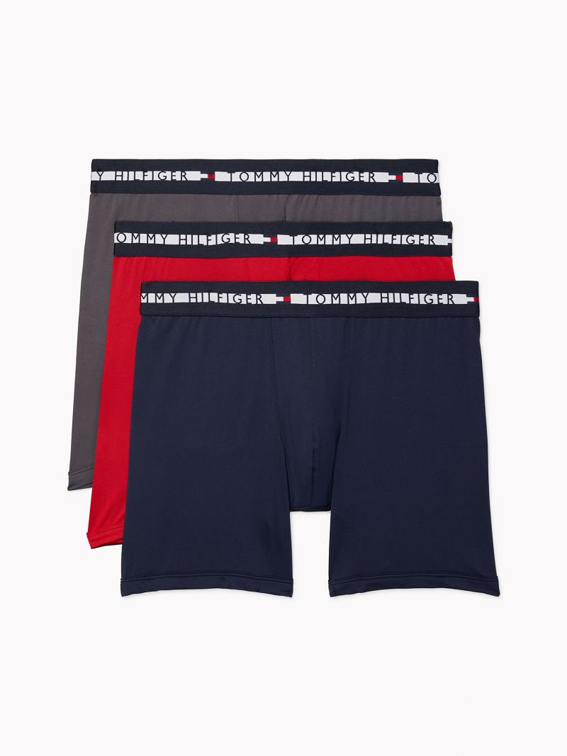 Férfi Tommy Hilfiger Th comfort+ boxer brief 3pk Boxer Briefs Szürke Piros Sötétkék | HU 1393GSO